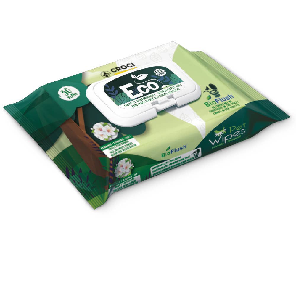 Croci - Salviette cani e gatti umidificate - Eco PetWipes - Croci - 30 pz / Argan
