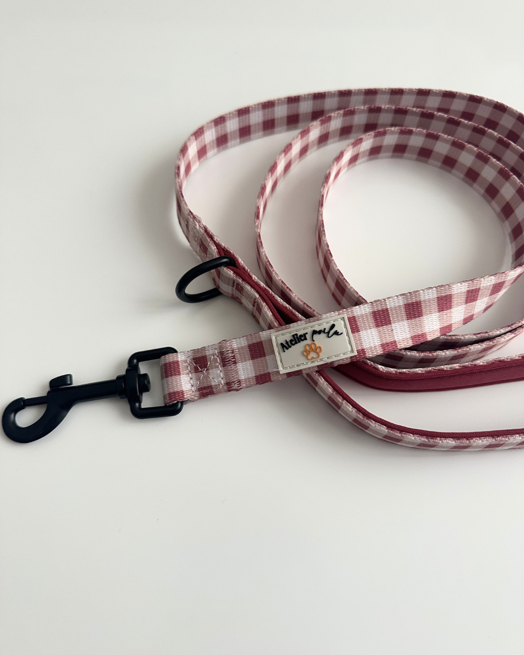 Laisse Vichy rose poudré