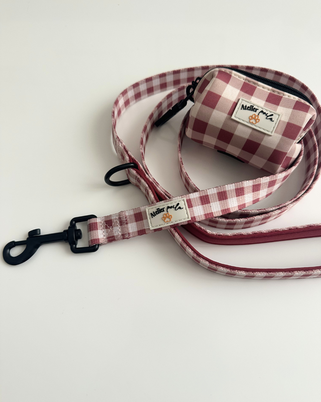 Sac à caca Vichy rose poudré
