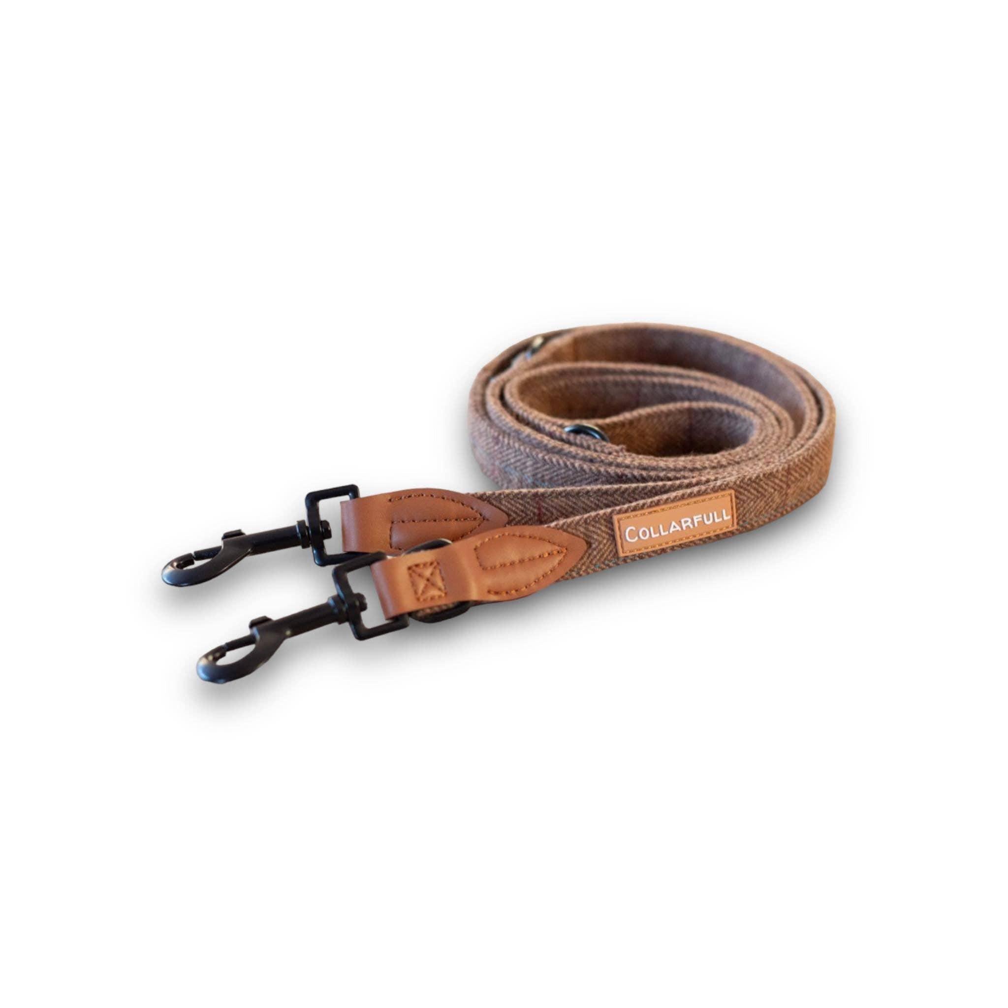 Laisse ajustable en tweed à chevrons