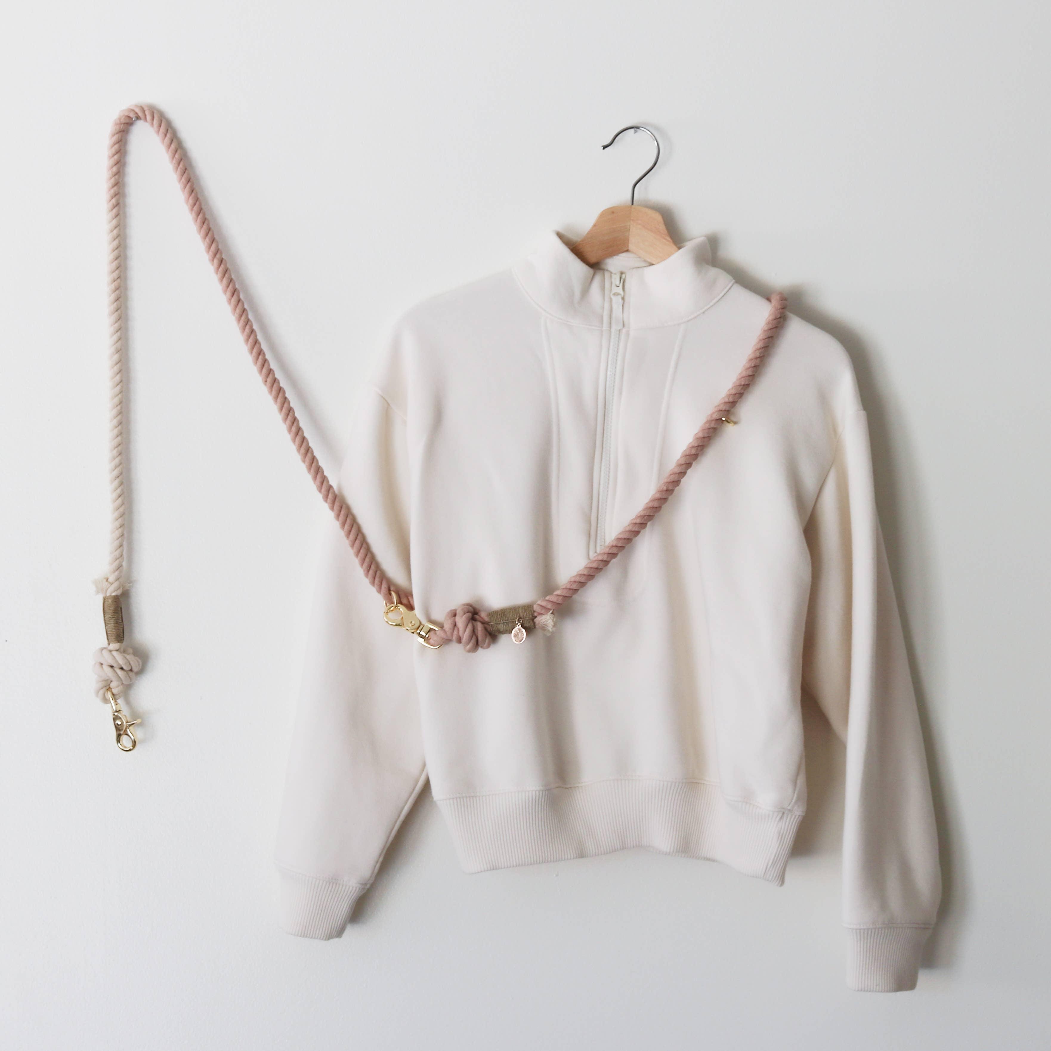 Laisse en corde de coton vieux rose