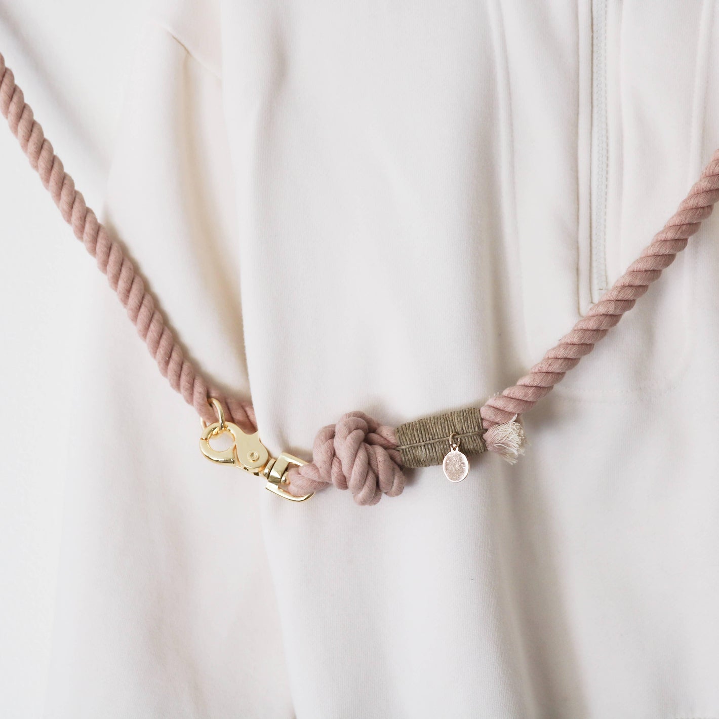 Guinzaglio in corda di cotone rosa antico