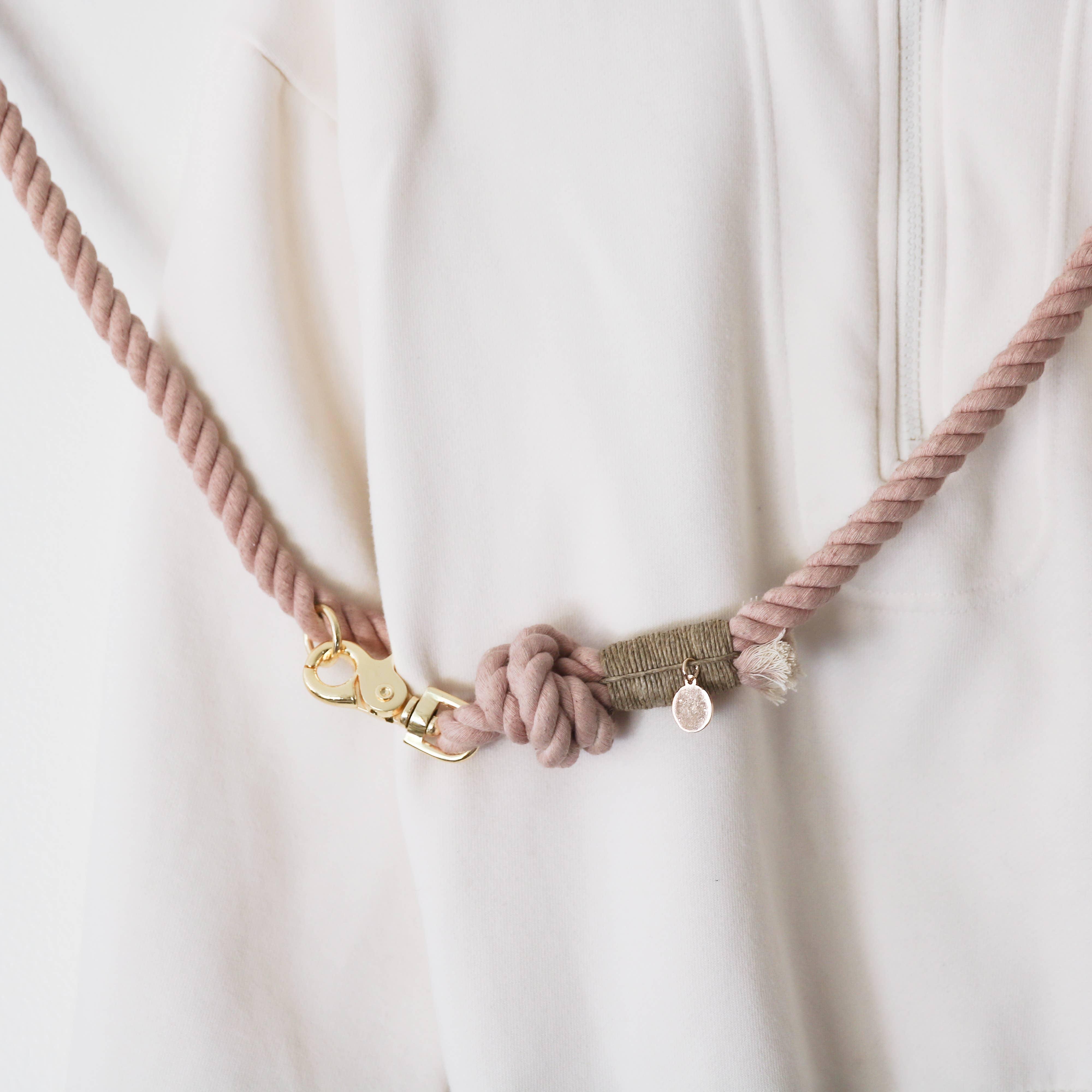 Laisse en corde de coton vieux rose