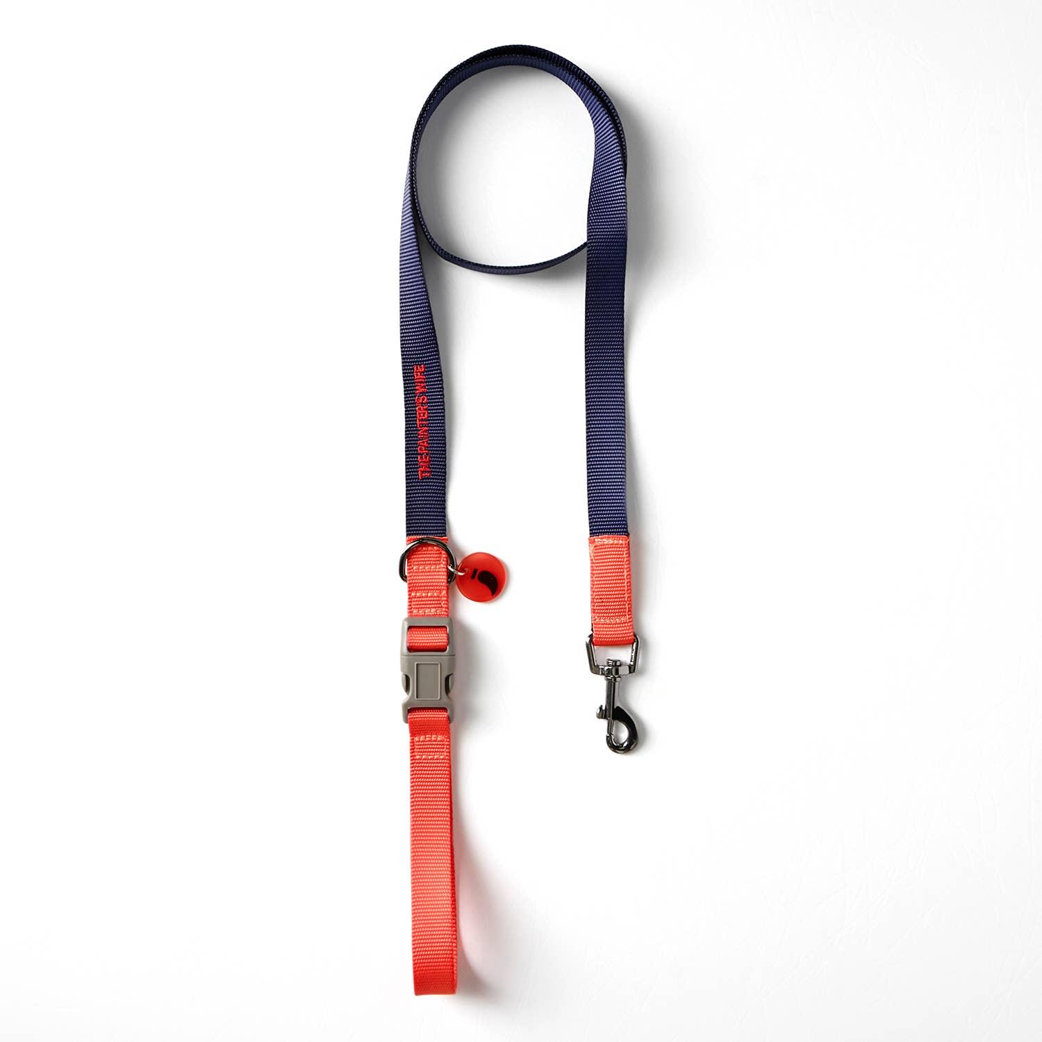 Sonia leash - Vermilion and navy blue