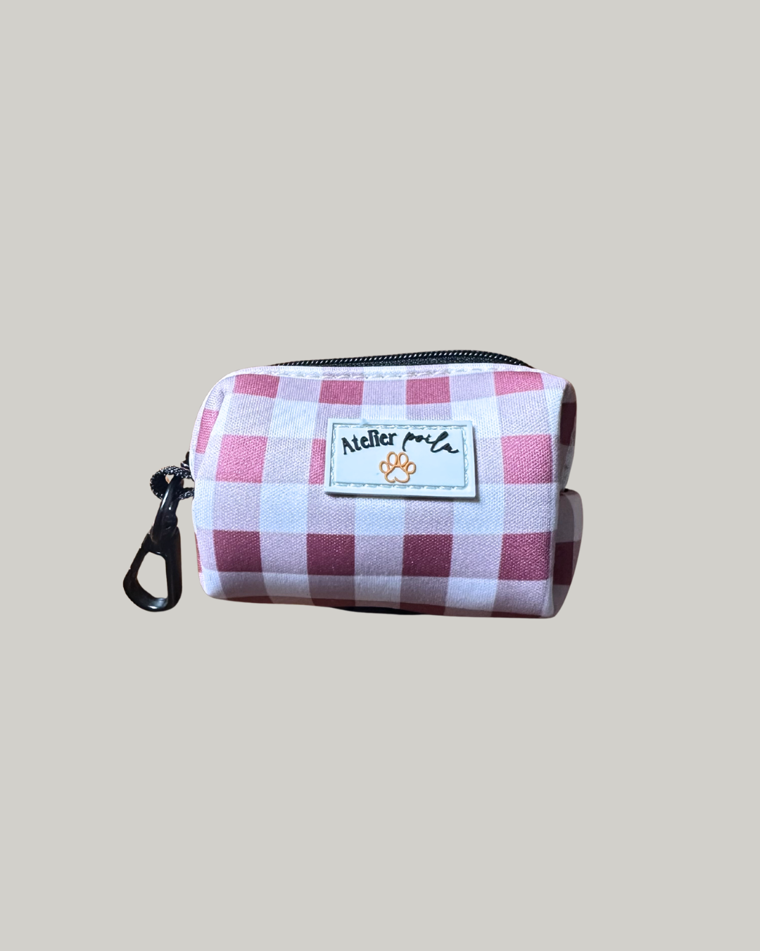 Sac à caca Vichy rose poudré